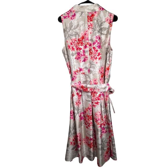 Jessica Howard Formal Floral Midi Wrap Dress Belt Wedding Guest Pleated size 16 - Picture 3 of 6